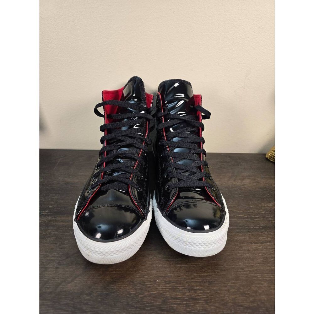Converse All Star Black Patent Leather Sneakers Men’s Shoes Size 11 Skateboard - Picture 3 of 6